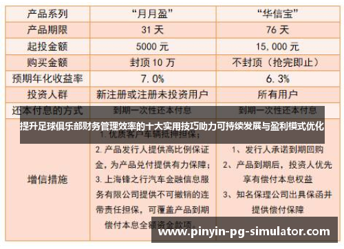 提升足球俱乐部财务管理效率的十大实用技巧助力可持续发展与盈利模式优化